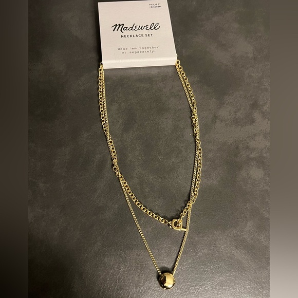 Madewell Two-Pack Toggle Necklace Set in Gold NWT 48$ - Picture 5 of 5